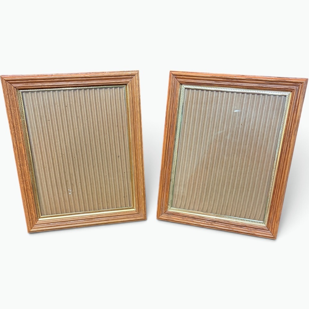 Vintage Wood and Gold Trim 8x10 Picture Frame Set of 2 Cottagecore Decor